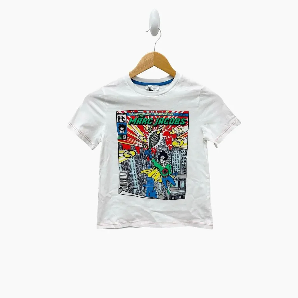 MARC JACOBS Superhero‎ Print T-Shirt White Boys Size 10